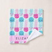 Quallenmuster, Niedliche Quallen, Meer, Ihr Name Badhandtuch Set (Waschlappen)