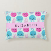 Quallenmuster, Niedliche Quallen, Meer, Ihr Name Dekokissen (Vorderseite)