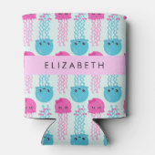 Quallenmuster, Niedliche Quallen, Meer, Ihr Name Dosenkühler (Rückseite)