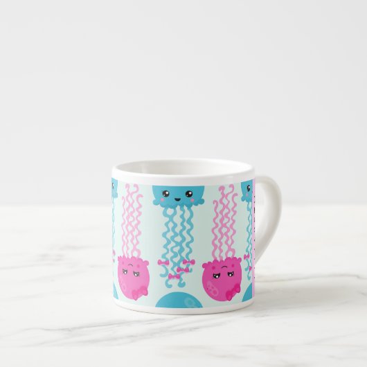 Quallenmuster, Niedliche Quallen, Meer, Ihr Name Espressotasse (Vorderseite Rechts)