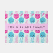 Quallenmuster, Niedliche Quallen, Meer, Ihr Name Fußmatte (Vorderseite)