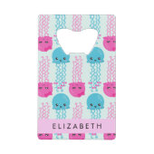 Quallenmuster, Niedliche Quallen, Meer, Ihr Name Geldbeutel Flaschenöffner (Vorderseite)