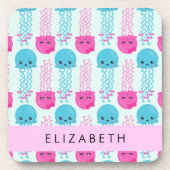 Quallenmuster, Niedliche Quallen, Meer, Ihr Name Getränkeuntersetzer (Vorderseite)