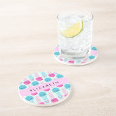 Quallenmuster, Niedliche Quallen, Meer, Ihr Name Getränkeuntersetzer (Seite)