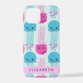 Quallenmuster, Niedliche Quallen, Meer, Ihr Name iPhone Hülle (Rückseite)