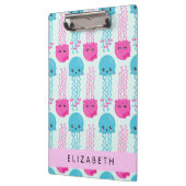 Quallenmuster, Niedliche Quallen, Meer, Ihr Name Klemmbrett (Links)