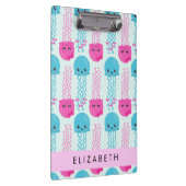 Quallenmuster, Niedliche Quallen, Meer, Ihr Name Klemmbrett (Rechts)