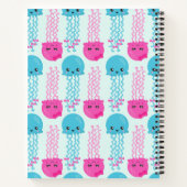 Quallenmuster, Niedliche Quallen, Meer, Ihr Name Notizblock (Rückseite)