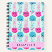 Quallenmuster, Niedliche Quallen, Meer, Ihr Name Notizblock (Vorderseite)