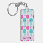 Quallenmuster, Niedliche Quallen, Meer, Ihr Name Schlüsselanhänger (Vorderseite links)