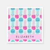 Quallenmuster, Niedliche Quallen, Meer, Ihr Name Serviette (Vorderseite)