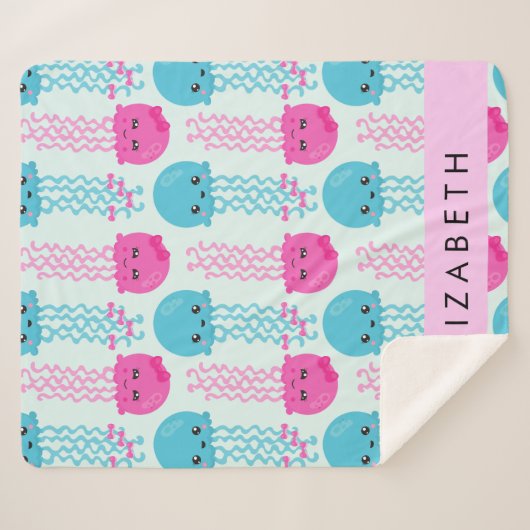 Quallenmuster, Niedliche Quallen, Meer, Ihr Name Sherpadecke (Vorderseite (Horizontal))