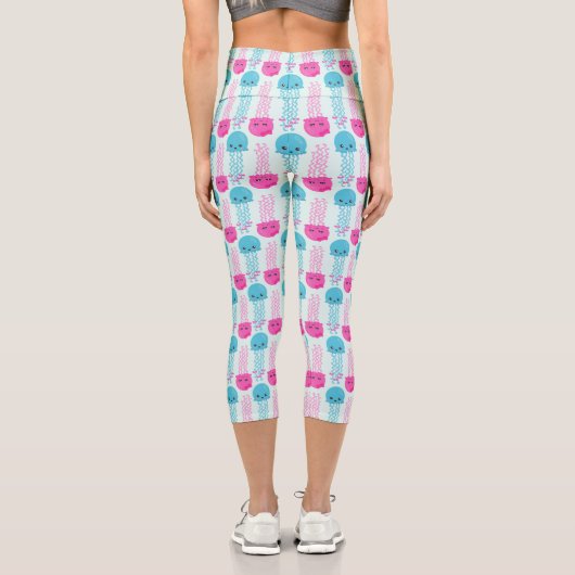 Quallenmuster, Niedliche Quallen, Meerestiere Capri Leggings (Rückseite)