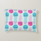 Quallenmuster, Niedliche Quallen, Meerestiere Dekokissen (Rückseite)