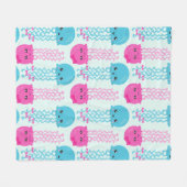 Quallenmuster, Niedliche Quallen, Meerestiere Fleecedecke (Vorderseite (Horizontal))
