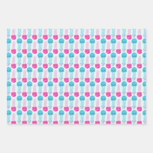 Quallenmuster, Niedliche Quallen, Meerestiere Geschenkpapier Set (Vorderseite)