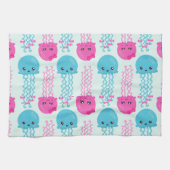 Quallenmuster, Niedliche Quallen, Meerestiere Geschirrtuch (Horizontal)