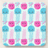 Quallenmuster, Niedliche Quallen, Meerestiere Getränkeuntersetzer (Vorderseite)