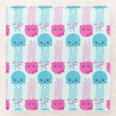 Quallenmuster, Niedliche Quallen, Meerestiere Glasuntersetzer (Vorderseite)