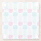 Quallenmuster, Niedliche Quallen, Meerestiere Glasuntersetzer (Rückseite)