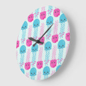 Quallenmuster, Niedliche Quallen, Meerestiere Große Wanduhr (Winkel)