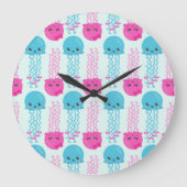 Quallenmuster, Niedliche Quallen, Meerestiere Große Wanduhr (Vorderseite)