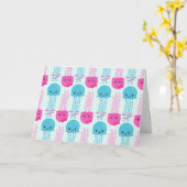 Quallenmuster, Niedliche Quallen, Meerestiere Karte (Gelbe Blume)