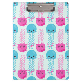 Quallenmuster, Niedliche Quallen, Meerestiere Klemmbrett