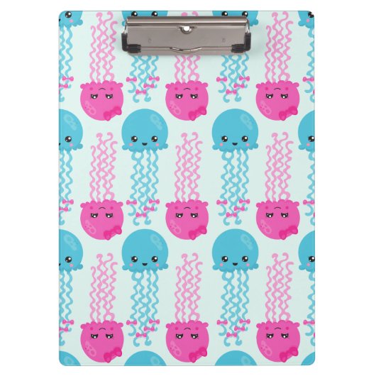 Quallenmuster, Niedliche Quallen, Meerestiere Klemmbrett (Vorderseite)