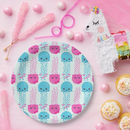 Quallenmuster, Niedliche Quallen, Meerestiere Pappteller (Party)