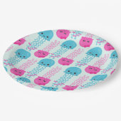 Quallenmuster, Niedliche Quallen, Meerestiere Pappteller (Schrägansicht)