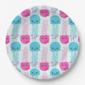 Quallenmuster, Niedliche Quallen, Meerestiere Pappteller (Vorderseite)