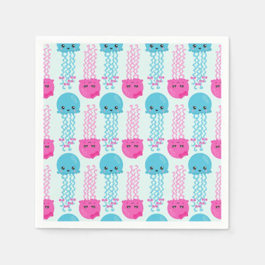 Quallenmuster, Niedliche Quallen, Meerestiere Serviette (Vorderseite)