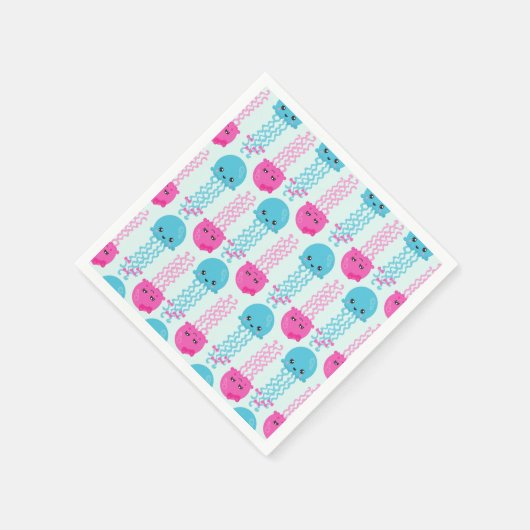 Quallenmuster, Niedliche Quallen, Meerestiere Serviette (Ecke)