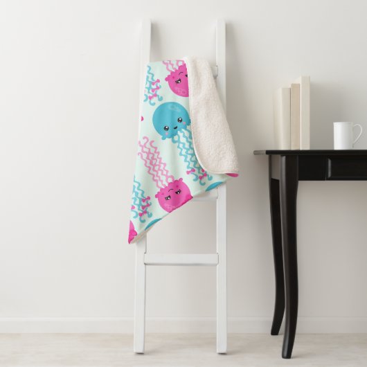 Quallenmuster, Niedliche Quallen, Meerestiere Sherpadecke (Beispiel)