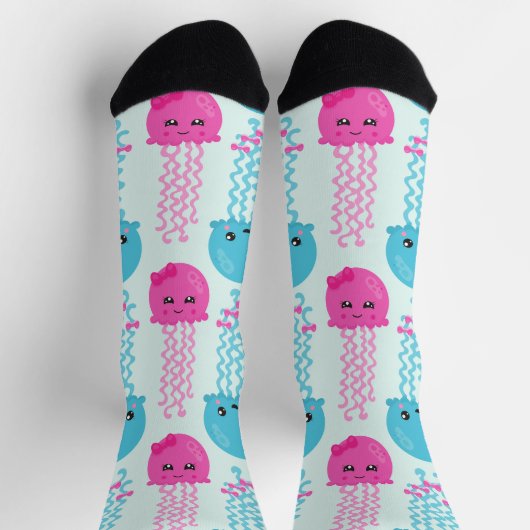 Quallenmuster, Niedliche Quallen, Meerestiere Socken (Oben)