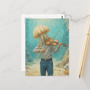 Quallenperson, die Musik im Meer macht Postkarte