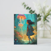 Quallyfish Forest Fantasy Girl Postkarte (Stehend Vorderseite)