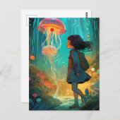Quallyfish Forest Fantasy Girl Postkarte (Vorne/Hinten)