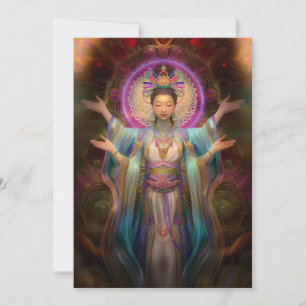 Quan Yin Bunte Visionäre Göttin Kunst Einladung