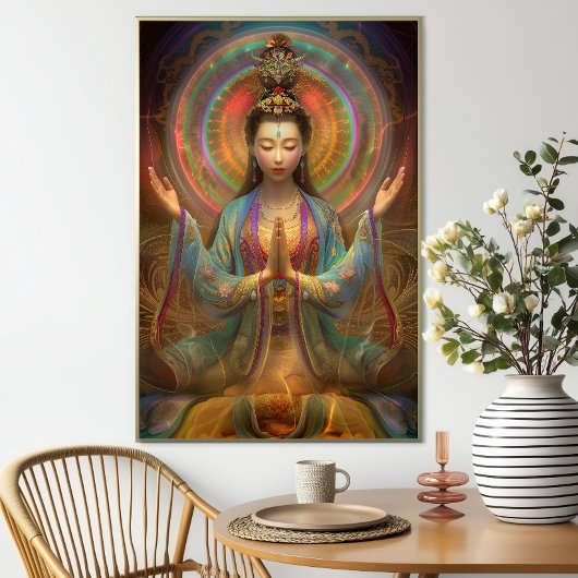 Quan Yin Colorful Psychedelic Goddess Art Poster