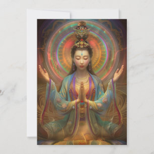 Quan Yin Farbige psychedelische Göttinnen-Kunst Einladung