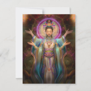 Quan Yin Farbige Visionäre Göttinnen Kunst Postkarte