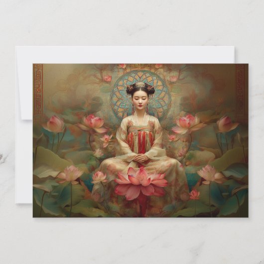 Quan Yin Friedliche buddhistische Göttin Malkunst Einladung (Vorderseite)