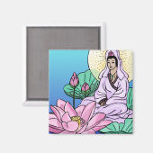 Quan Yin (Kuan Yin) im Lotus Magnet (Vorderseite/Rückseite)