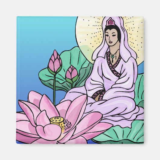 Quan Yin (Kuan Yin) im Lotus Magnet (Vorne)