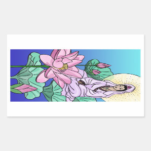 Quan Yin (Kuan Yin) im Lotus Rechteckiger Aufkleber