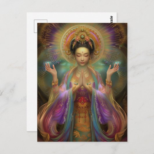 Quan Yin Visionary Goddess Gebet Kunst Postkarte (Vorne/Hinten)