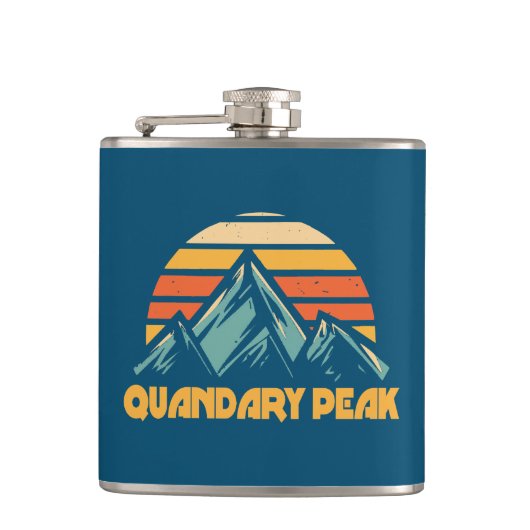 Quandary Peak Colorado Retro Türkis Flachmann (Vorderseite)