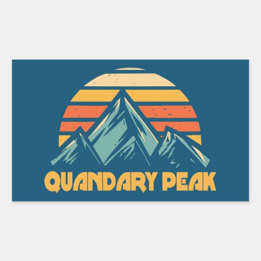 Quandary Peak Colorado Retro Türkis Rechteckiger Aufkleber (Vorderseite)